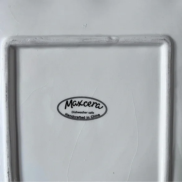 Maxcera Sketch Lemon Shabby Chic Dinner Desert Appetizer Square Plates Set of 4 - Picture 14 of 15